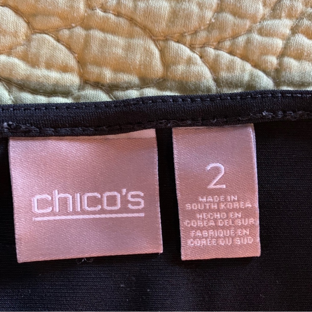 Chico’s Black & Tan Long Sleeve Top Size Large - Picture 3 of 14